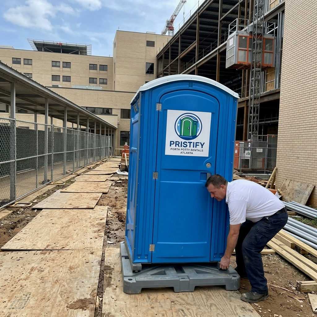 Standard porta potty rental on an Atlanta construction site